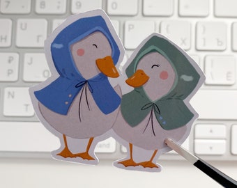 Cute ducks love | Ducks in rain coat sticker | duck gifts | Duck Sticker | love sticker, Laptop Sticker | | Deco Stickers | Laptop Sticker