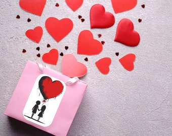 Valentine || Love || Heart sticker || Stickers || Valentine's Day Sticker || Weatherproof Sticker || Dishwasher Safe Sticker