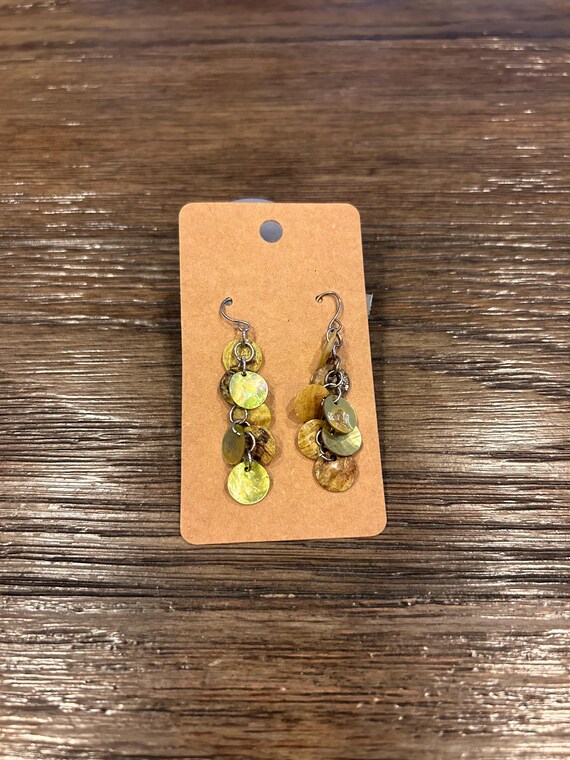 Dangle Green Shell Earrings - image 4