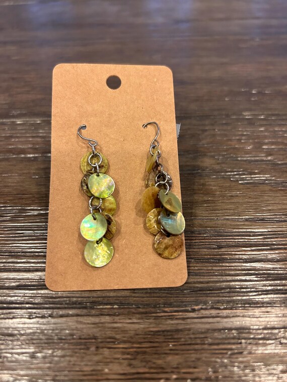Dangle Green Shell Earrings - image 2