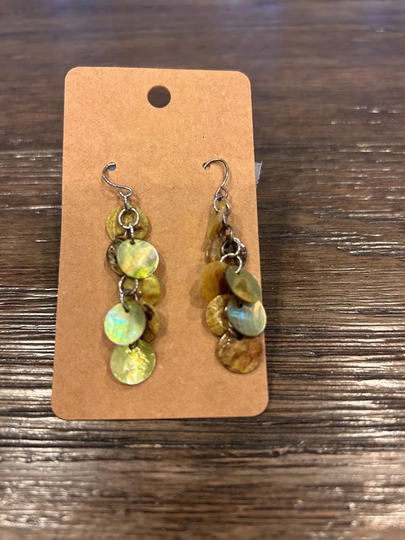 Dangle Green Shell Earrings - image 1