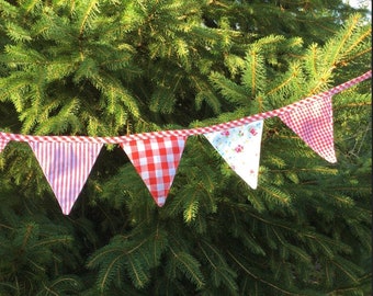 Country Style mini Bunting | Gingham Bunting | Spotty Bunting | Indoor Bunting | Party Bunting | shelf edging