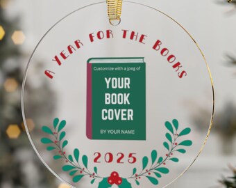 Personalized Author Ornament, New Author Gift for Published Author, Custom Writer Gift, Bookish Christmas Ornament, Book Birthday Book Cover
