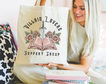 Villain Lover Tote Bag, Dark Romance Romantasy Reader Gift, Spicy Book Tote, Smut Reading Reusable Bag, Bookish Canvas Tote Gift Booktok