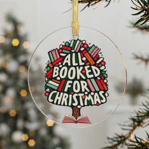 Ornamento natalizio per amanti dei libri, regalo di Natale per amanti dei libri, ornamento trasparente per topi di biblioteca, regalo per club di lettura, autore, regalo personalizzato per insegnanti e bibliotecari