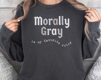 Sweatshirt donker romantiek lezer moreel grijs, moreel grijs is mijn favoriete kleur ronde hals, pittige boekenliefhebber schurk roetvlek lezing cadeau Booktok