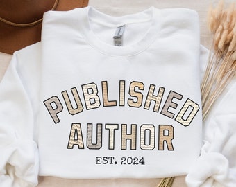 Custom Published Author Book Pages Shirt, Sleeve Print Sweatshirt Neutral Writer Gift for Her Him, Personalized Future Bestselling Novel Tee