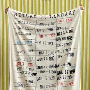 Terug naar bibliotheekdeken, vintage bibliotheekkaart boek vervaldatum decor, leesgrage cadeau voor haar hem lezer auteur leraar Engels bibliothecaris gooien