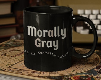 Taza de lectura de romance oscuro Moralmente gris, Moralmente gris es mi color favorito Regalo picante para amantes de los libros, Taza de café para leer obscenidades Merch Booktok de Bookish