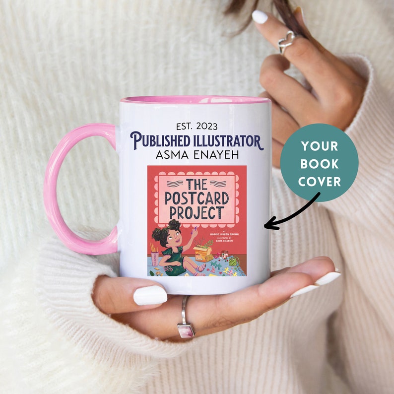 Custom Published Illustrator Mug, Artist Gift New Book Release, Personalized Author Book Cover Coffee Mug, Picture Book Illustrator Gift Cup Pink - 11oz