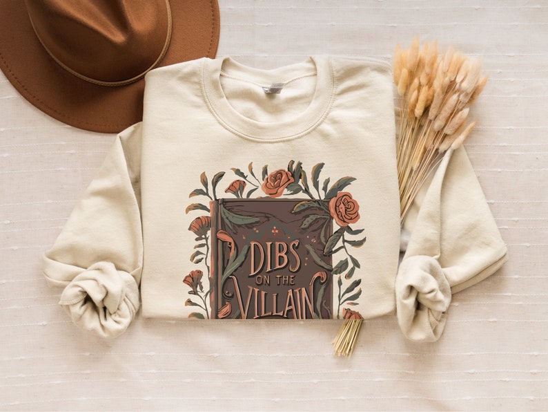 Dibs On the Villain Crewneck Sweatshirt, Dark Romance Reader Gift for Her Romantasy, Spicy Book Shirt, Booktok Smut Villain Lover Book Merch image 2