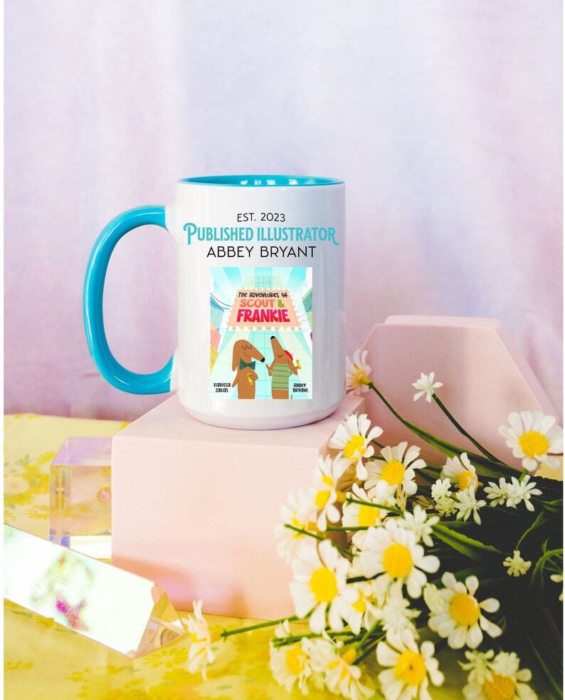 Custom Published Illustrator Mug, Artist Gift New Book Release, Personalized Author Book Cover Coffee Mug, Picture Book Illustrator Gift Cup Blue - 15oz