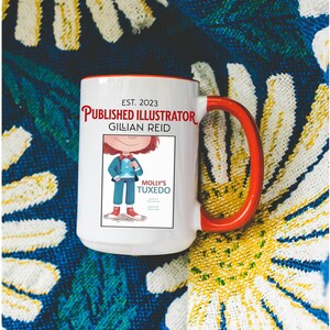 Custom Published Illustrator Mug, Artist Gift New Book Release, Personalized Author Book Cover Coffee Mug, Picture Book Illustrator Gift Cup Red - 15oz