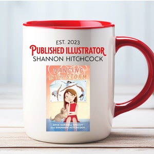 Custom Published Illustrator Mug, Artist Gift New Book Release, Personalized Author Book Cover Coffee Mug, Picture Book Illustrator Gift Cup Red - 11oz
