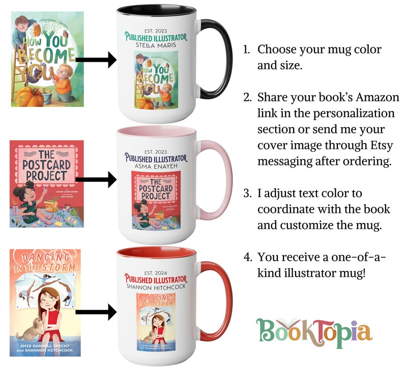 Custom Published Illustrator Mug, Artist Gift New Book Release, Personalized Author Book Cover Coffee Mug, Picture Book Illustrator Gift Cup image 10