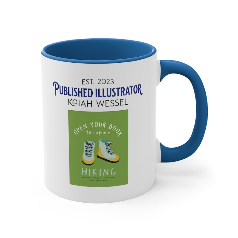 Custom Published Illustrator Mug, Artist Gift New Book Release, Personalized Author Book Cover Coffee Mug, Picture Book Illustrator Gift Cup Blue - 11oz