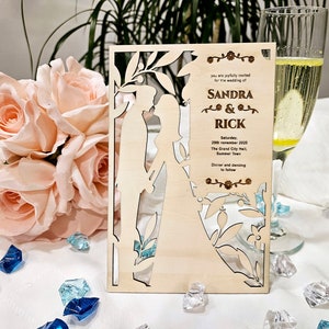 Faire-part de mariage en bois, faire-part personnalisé 13 x 18 cm (5 x 7 po.)