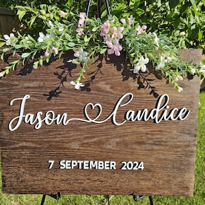 Plaque de bienvenue pour mariage, plaque en bois personnalisée, plaque de bienvenue, mariage 3D en bois, plaque de mariage en bois, plaque personnalisée, plaque de bienvenue personnalisée