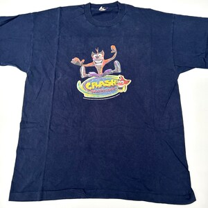 T-shirt Vintage Crash Bandicoot Année 2000 - Taille S, Noir, Manches Courtes - Occasion Très Bon état