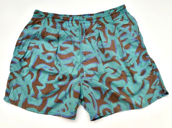 Vintage 90’s Nike Swim Nylon Shorts Abstract Geom… - image 1