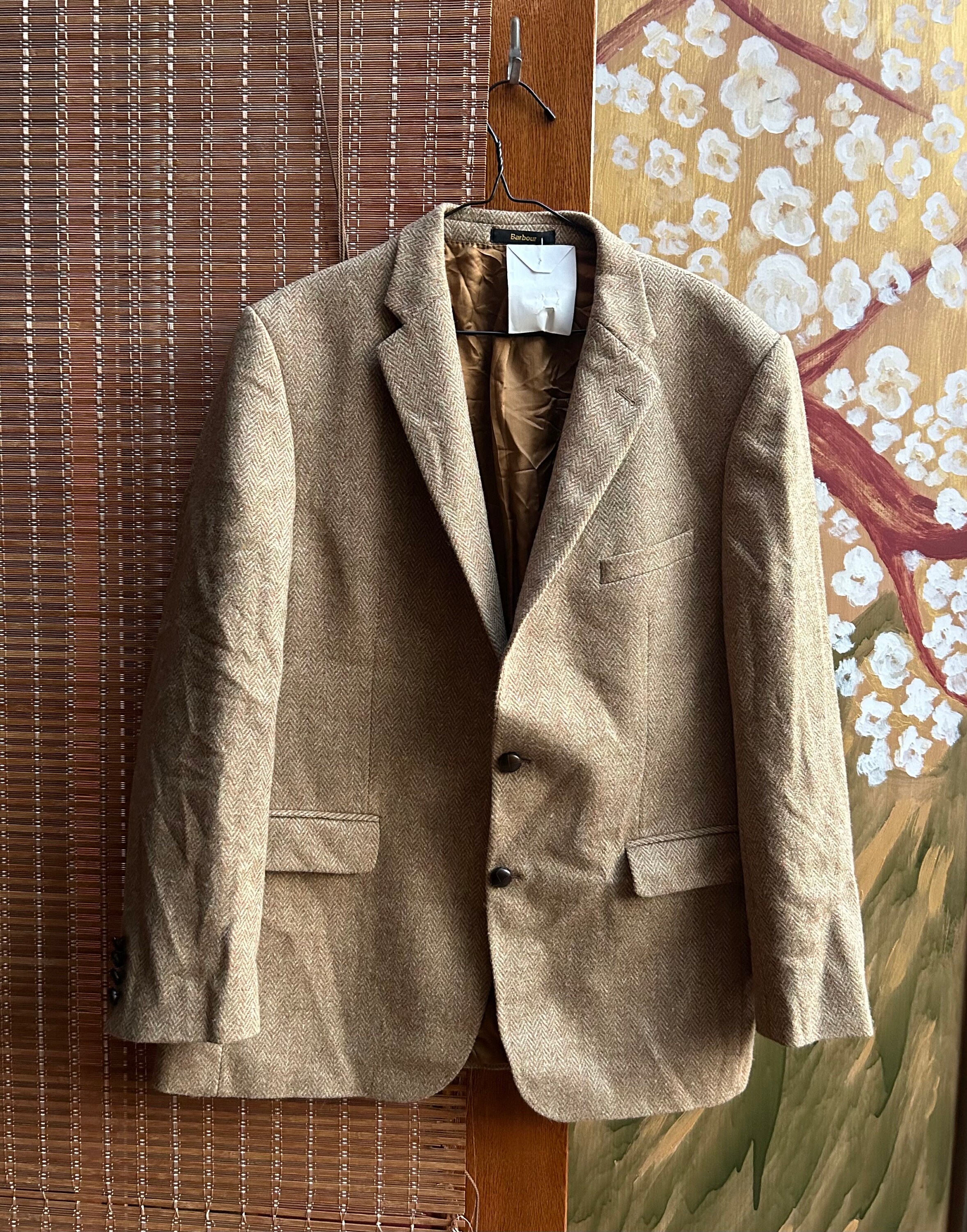 Vintage Barbour Wool Herringbone Tweed 2 Button Jacket Size 56 44R Etsy Canada