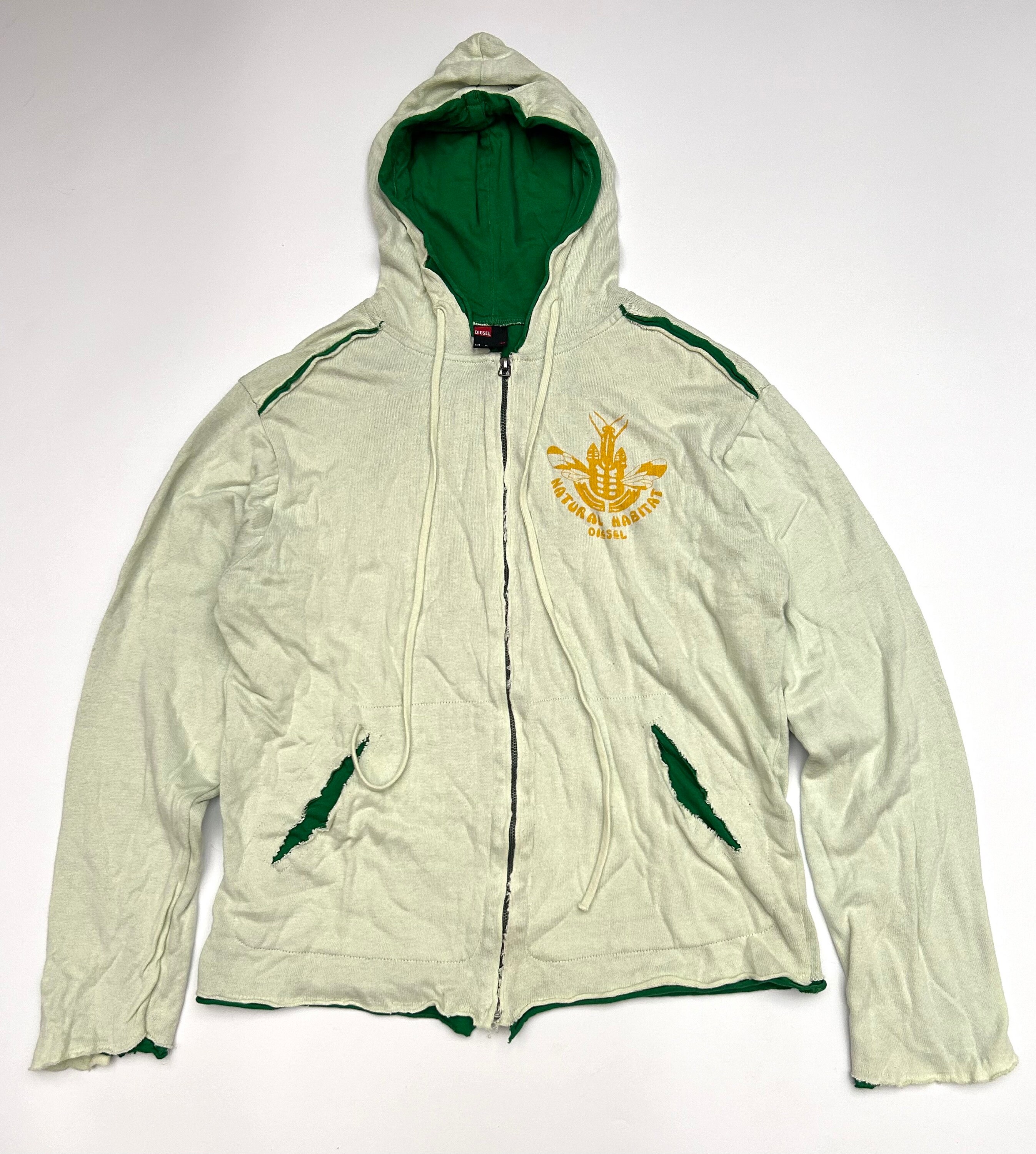Buy Vintage 2000s Diesel Zip Layered Hoodie Size XL Online in 
