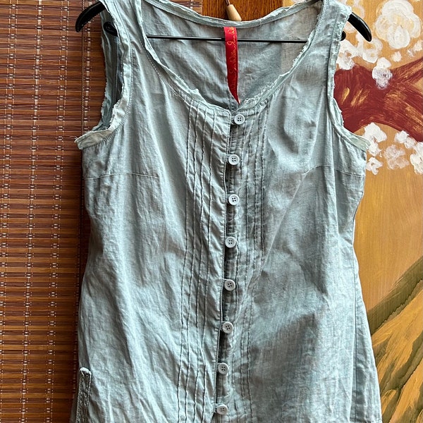 Ewa I Walla Lagenlook Linen Button Tank Top Size M