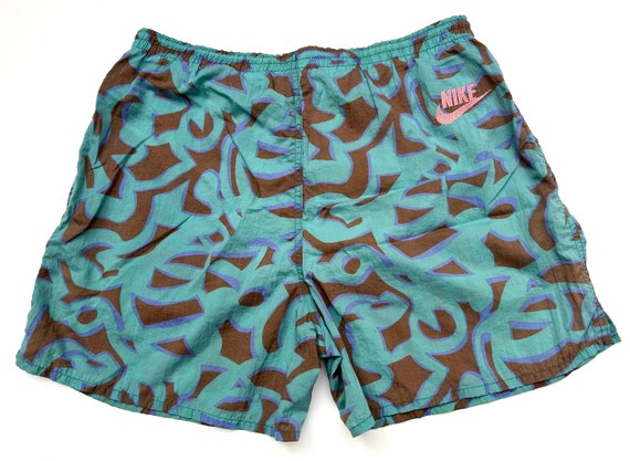 Vintage 90’s Nike Swim Nylon Shorts Abstract Geom… - image 2