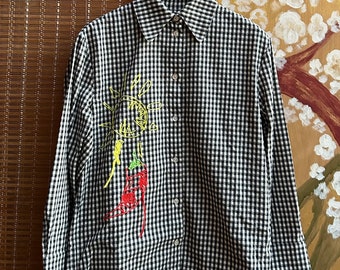 Mira Mikati Check Appliqué Embroidered Shirt Size 34