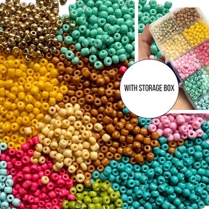 Circa. 2000 perline, 6/o mix opaco, 4 mm, 10 colori con scatola organizer in plastica. Ogni colore +-200 perline