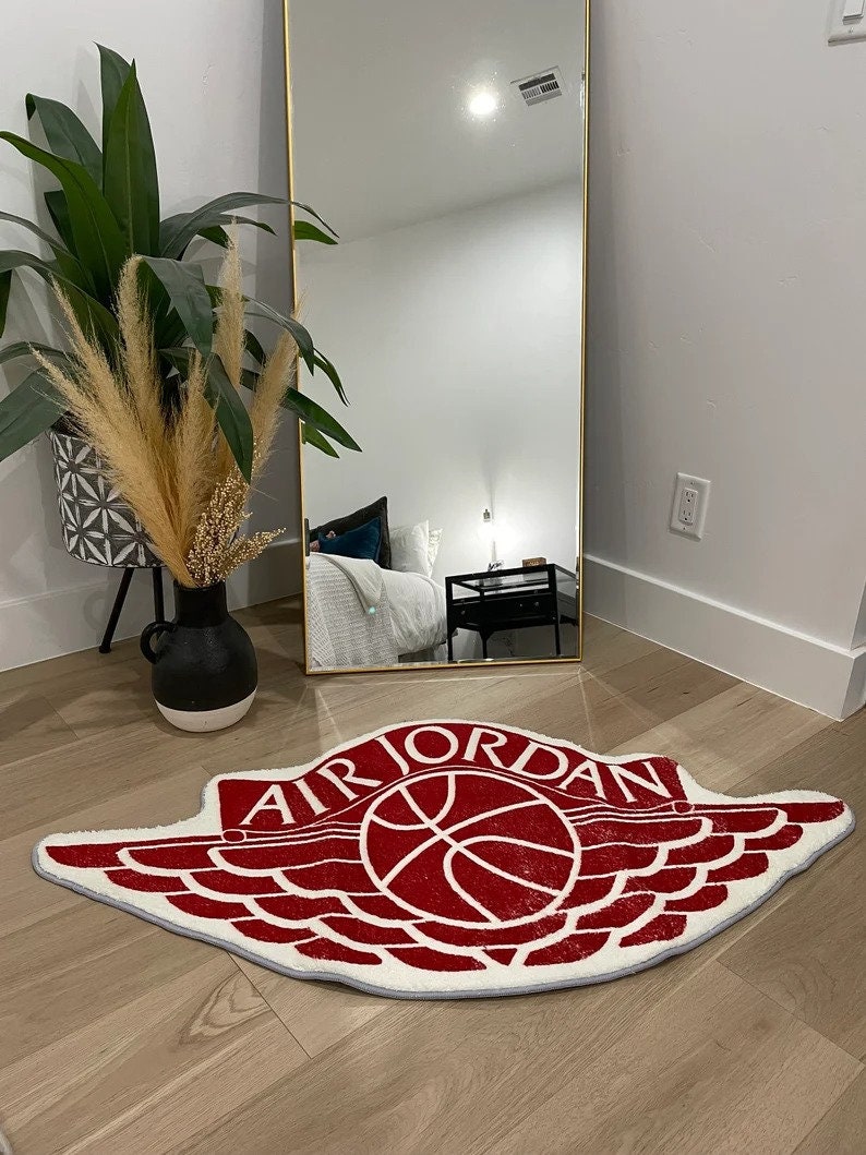 Hand Made Air Jordan Rugs for Kids Room, Custom Rug for Bedroom Kid