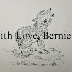 Ritratto originale di un cucciolo di coyote – Disegno a penna A4 – Arte della fauna selvatica disegnata a mano – Arte animale unica – Perfetto per gli amanti della natura