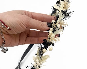 Black Ivory Dried Flower Crown Boho