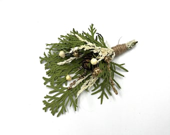 Rustic Pine Cone Boutonniere: Woodland Winter Wedding Groomsmen Accessory