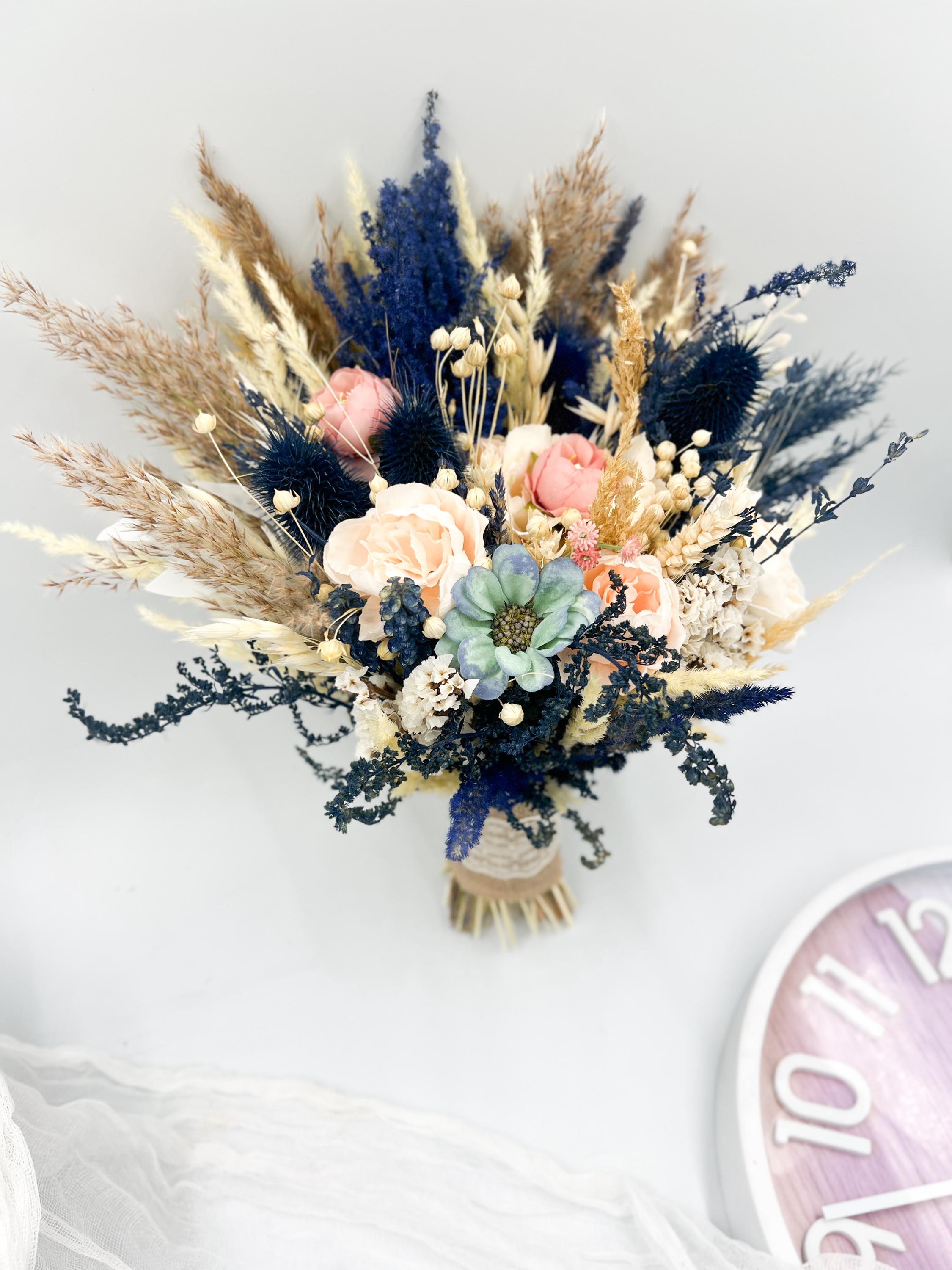 Navy Blue Dried Flower Bouquet