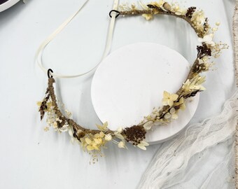 Dried Flower Crown: Rustic Boho Wedding Hair Accessory