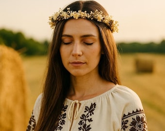Dried Flower Crown: Rustic Boho Wedding Hair Accessory