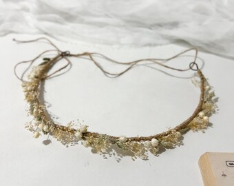 Rustic Dried Flower Crown: Boho Wedding Hair Wreath