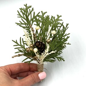 Rustic Pine Cone Boutonniere for Winter Weddings: Woodland Groomsmen Buttonhole | Christmas Wedding Pinecone Accessory