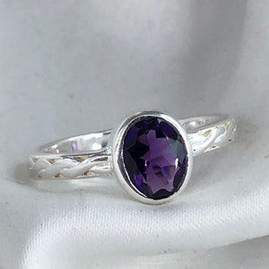 Natural Amethyst Ring 925 Sterling Silver February Birthstone