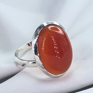 Oval Carnelian Ring Modern Sterling Silver Gemstone Jewelry