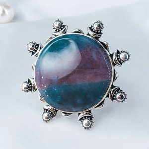 Moss Agate Ring Handmade 925 Sterling Silver Promise Ring