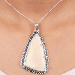 Handmade Fossil Coral Pendant 925 Sterling Silver Boho Jewelry