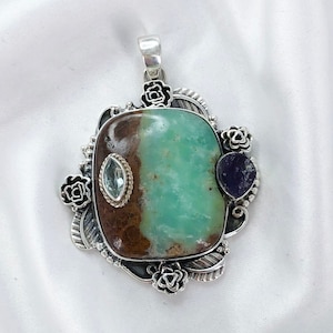 Chrysoprase, Amethyst & Topaz 925 Sterling Silver Pendants