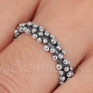 Sterling Silver Beaded Band Ring Stacking Promise Ring
