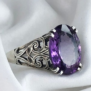 Natural Amethyst 925 Sterling Silver Ring February Birthstone