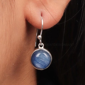Genuine Kyanite Drop Earrings 925 Sterling Silver Boho Earrings