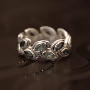 Iolite & Swiss Blue Topaz Ring Sterling Silver Eternity Band