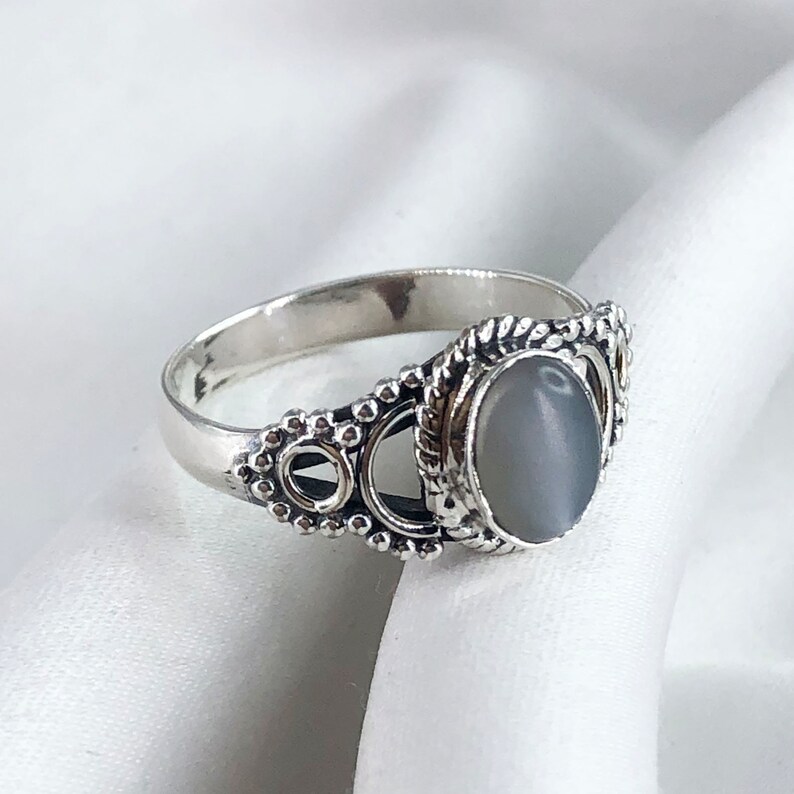 Grey Moonstone Ring: Handmade 925 Sterling Silver, Minimalist Designs ...