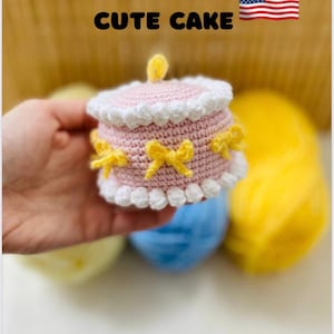 Gehäkelter Amigurumi Kuchen Plushie Kuchen Geburtstagskuchen Amigurumi Englisches Muster Torten Kuchen